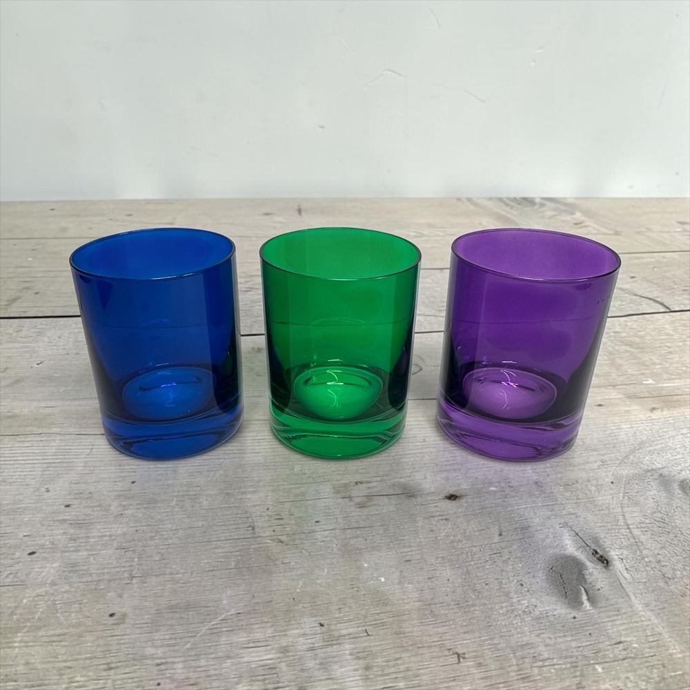 Set 3 Marquis by Waterford Jeweled Tumblers Blue Green Purple Glasses